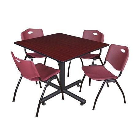 Kobe Kobe Square Table & Chair Set, Wood, Metal, Plastic Top, Mahogany TKB4848MH47BY